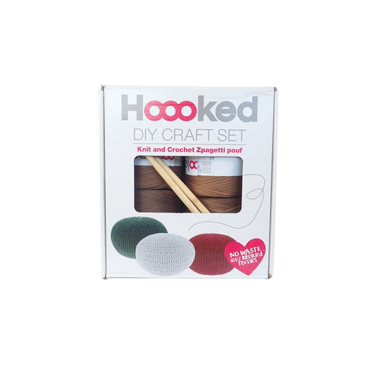 Hoooked Zpagetti Taupe Cotton Pouffe Knit and Crochet Kit