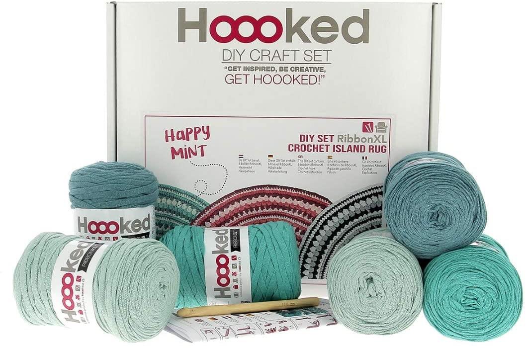 Hoooked RibbonXL Happy Mint Cotton Island Rug Crochet Kit