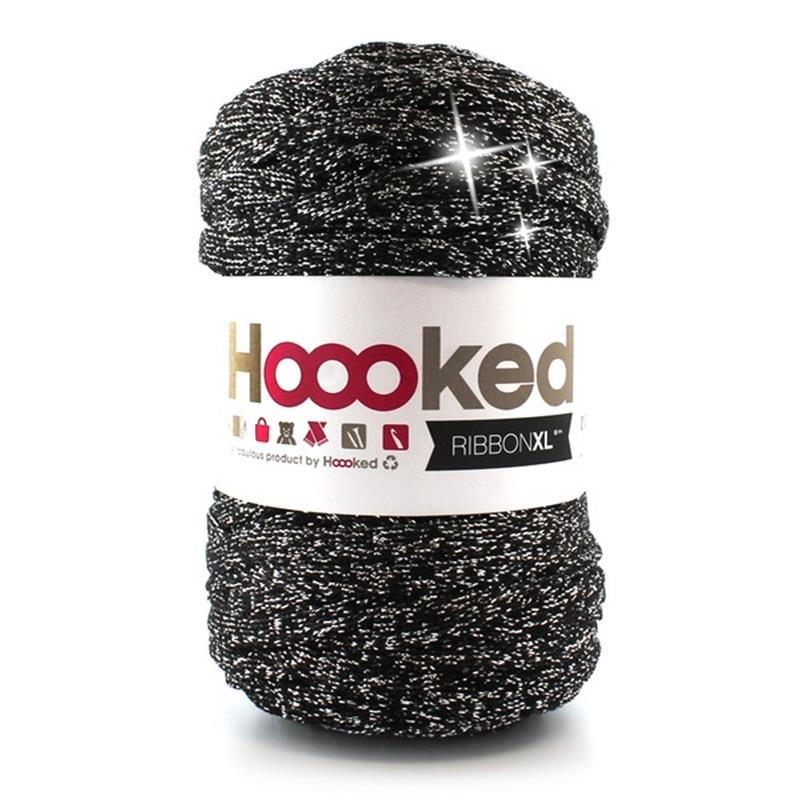 Hoooked RXL Lurex 3 RibbonXL Lurex Sparkle Black Cotton Yarn - 120M 250g