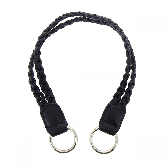 Hoooked Vegan Leather Black Vegan Leather Double Braided Bag Handle