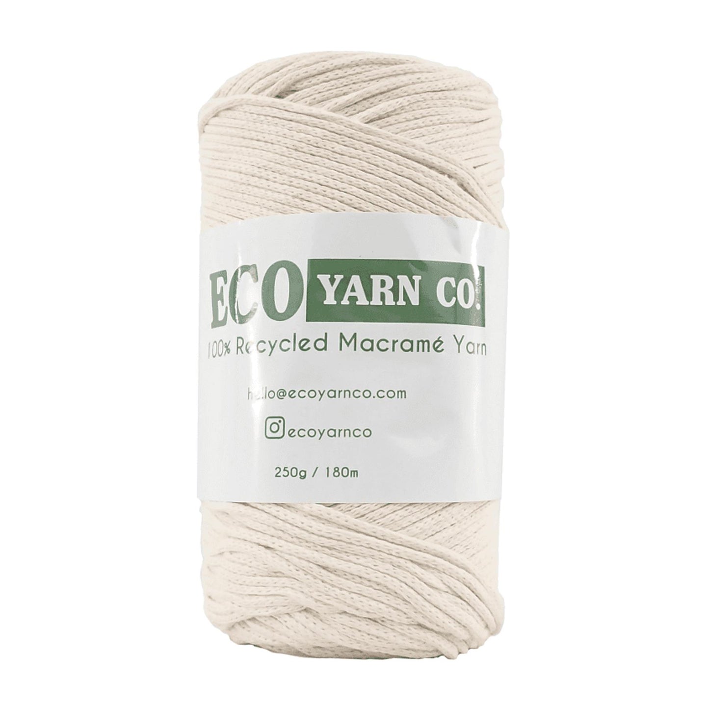 [Eco Yarn Co] Cream Cotton/Polyester Macrame Yarn - 180M, 250g