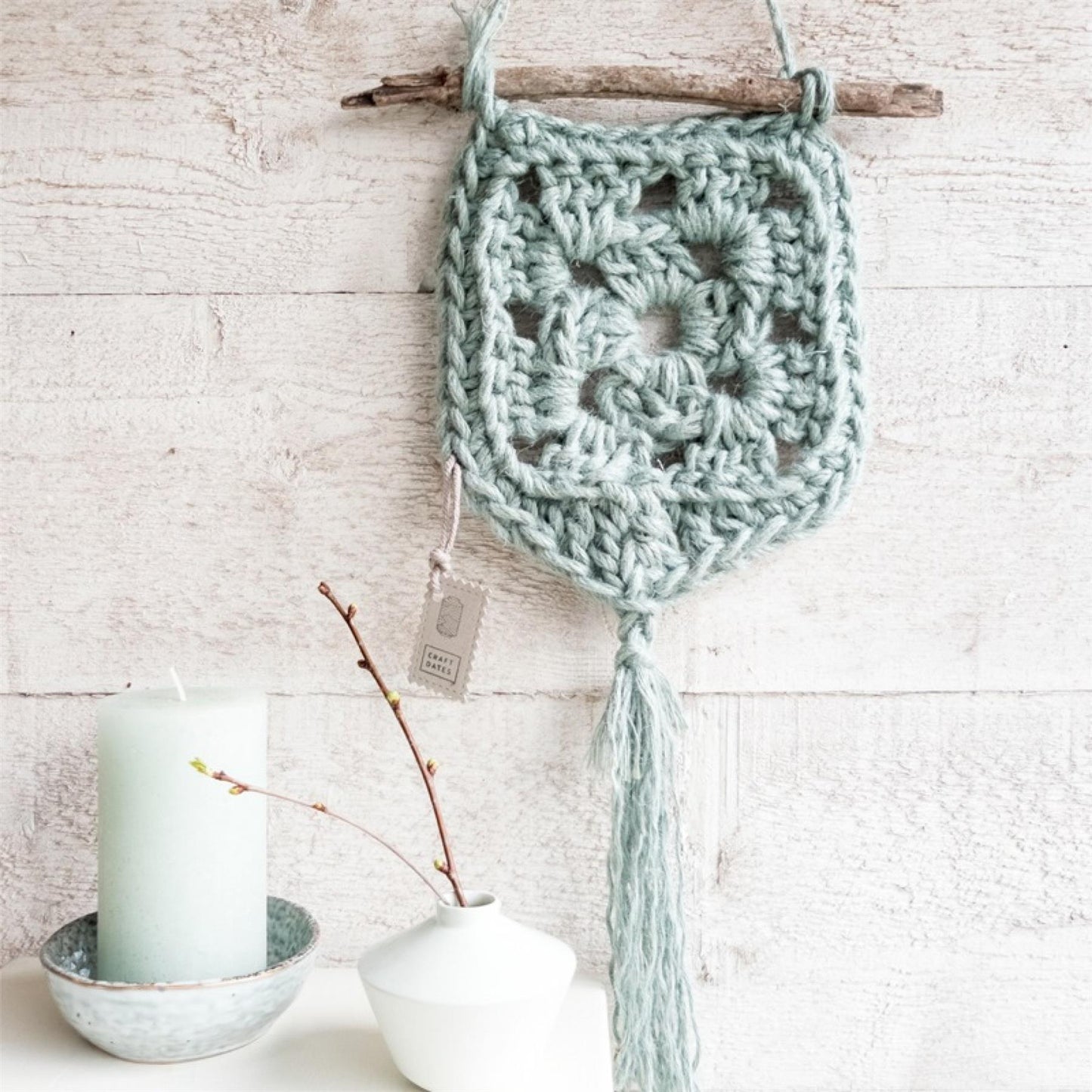 Hoooked Jute Serenity Mint Jute Cotton Wallhanger Elx