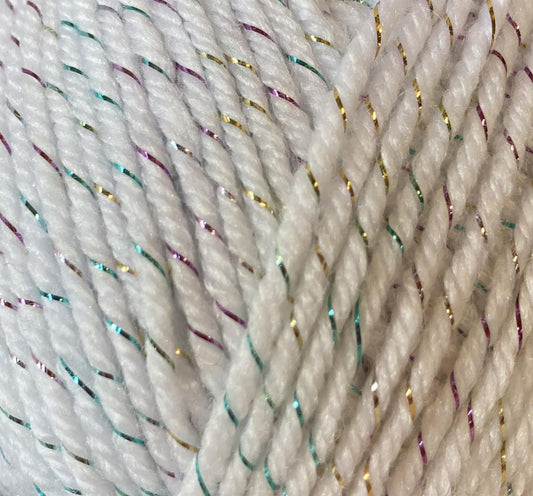 3306105 Baby Sparkle White (6105) 98% Acrylic, 2% Lurex Yarn - 100g Double Knit