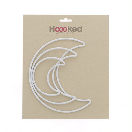 [Hoooked] Recycled Plastic Frame Plastic Macrame Moons - 10Cm, 15Cm and 20Cm, Pack of 3