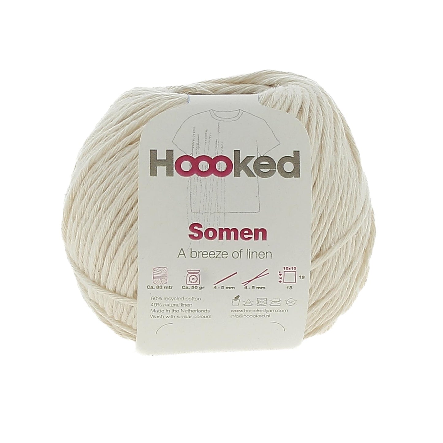 [Hoooked] SO1150G Somen Vaniglia Cream Cotton/Linen Blend Yarn - 82.5M, 50g