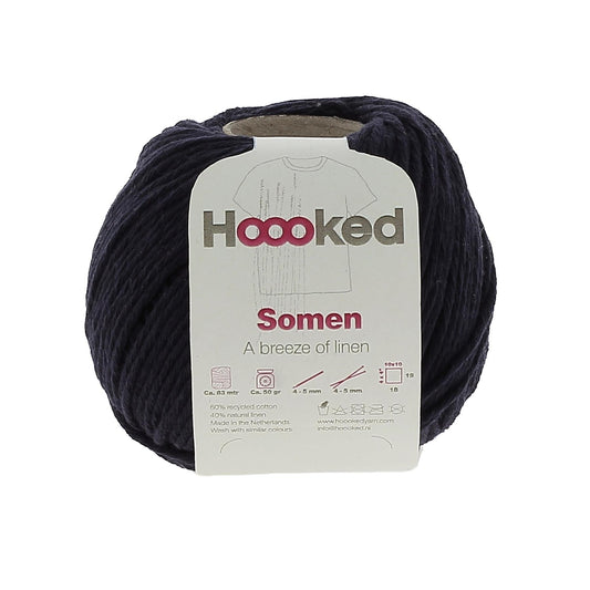 [Hoooked] SO2050G Somen Mezzanotte Blue Cotton/Linen Blend Yarn - 82.5M, 50g