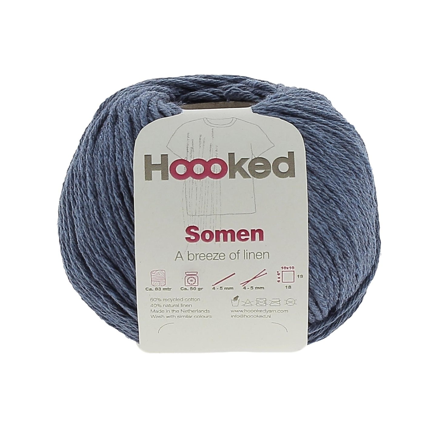 [Hoooked] SO1950G Somen Abisso Blue Cotton/Linen Blend Yarn - 82.5M, 50g