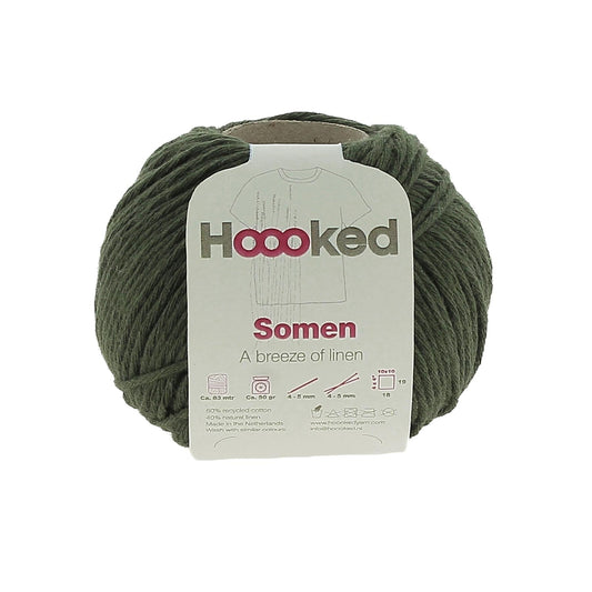 [Hoooked] SO2150G Somen Oliva Green Cotton/Linen Blend Yarn - 82.5M, 50g