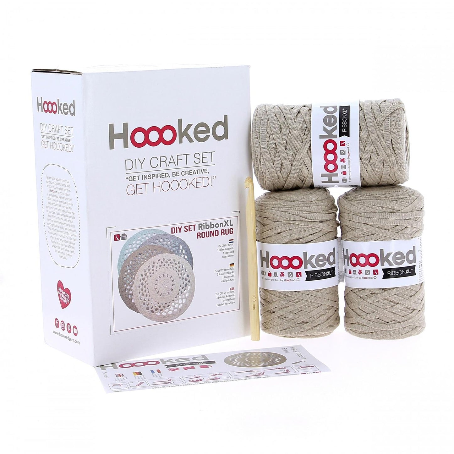 Hoooked RibbonXL Early Dew Cotton Round Rug Crochet Kit