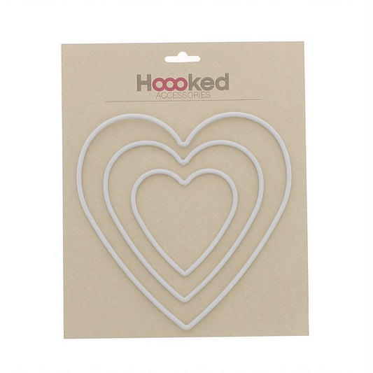 [Hoooked] Recycled Plastic Frame Plastic Macrame Hearts - 10Cm, 15Cm and 20Cm, Pack of 3