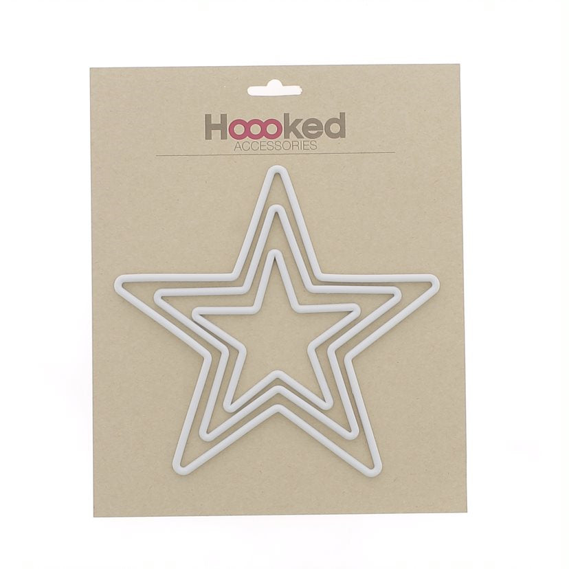 [Hoooked] Recycled Plastic Frame Plastic Macrame Stars - 10Cm, 15Cm and 20Cm, Pack of 3