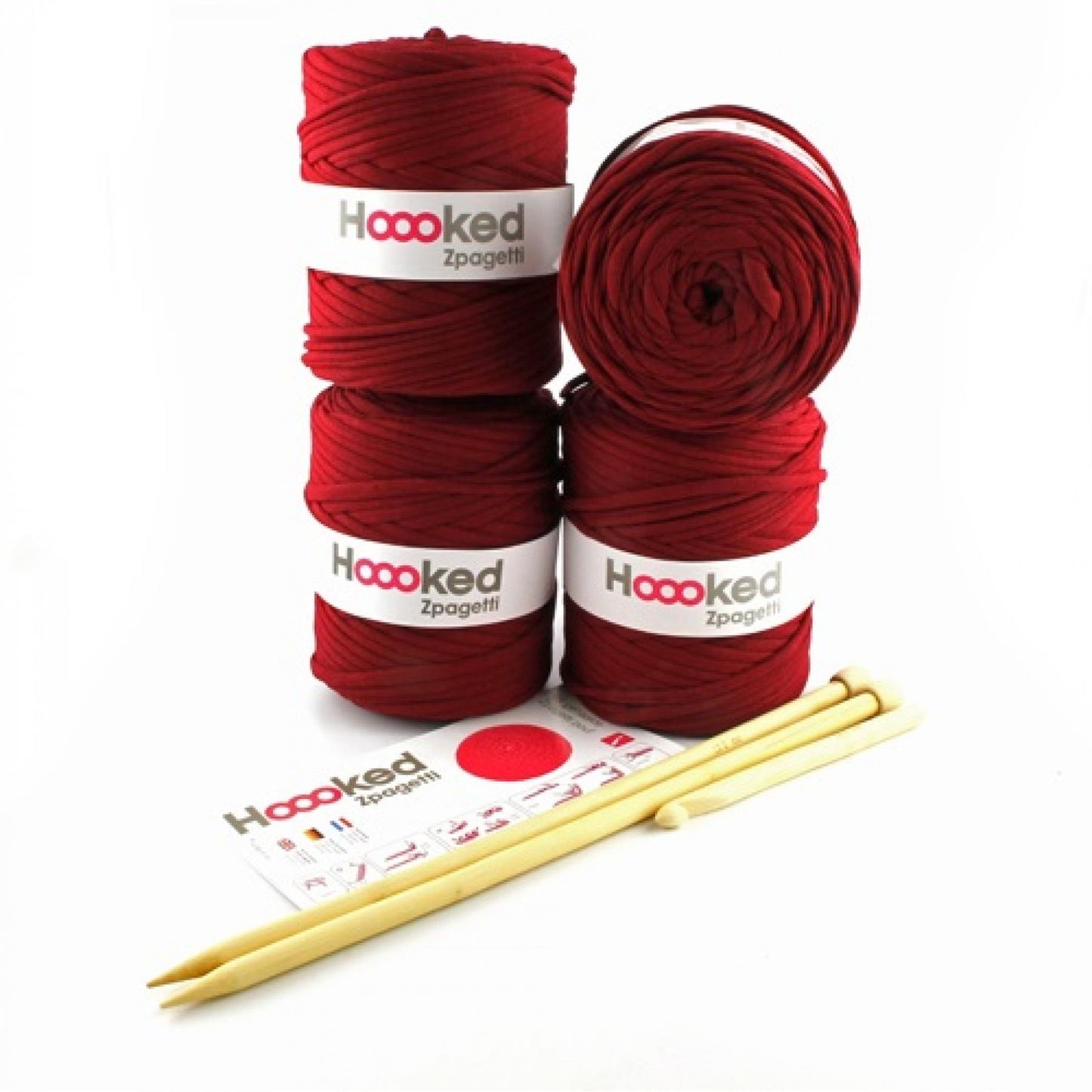 Hoooked Zpagetti Marsala Bordeaux Cotton Pouffe Knit and Crochet Kit