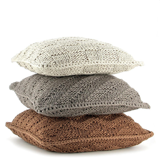 Hoooked RibbonXL Earth Taupe Cotton Chunky Texture Cushion Knit Kit