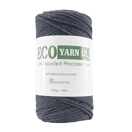 [Eco Yarn Co] Night Grey Cotton/Polyester Macrame Yarn - 180M, 250g