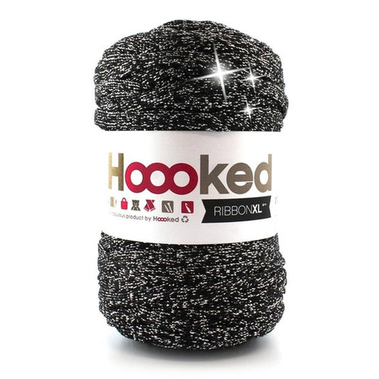 Hoooked RXL Lurex 3 RibbonXL Lurex Sparkle Black Cotton Yarn - 120M 250g