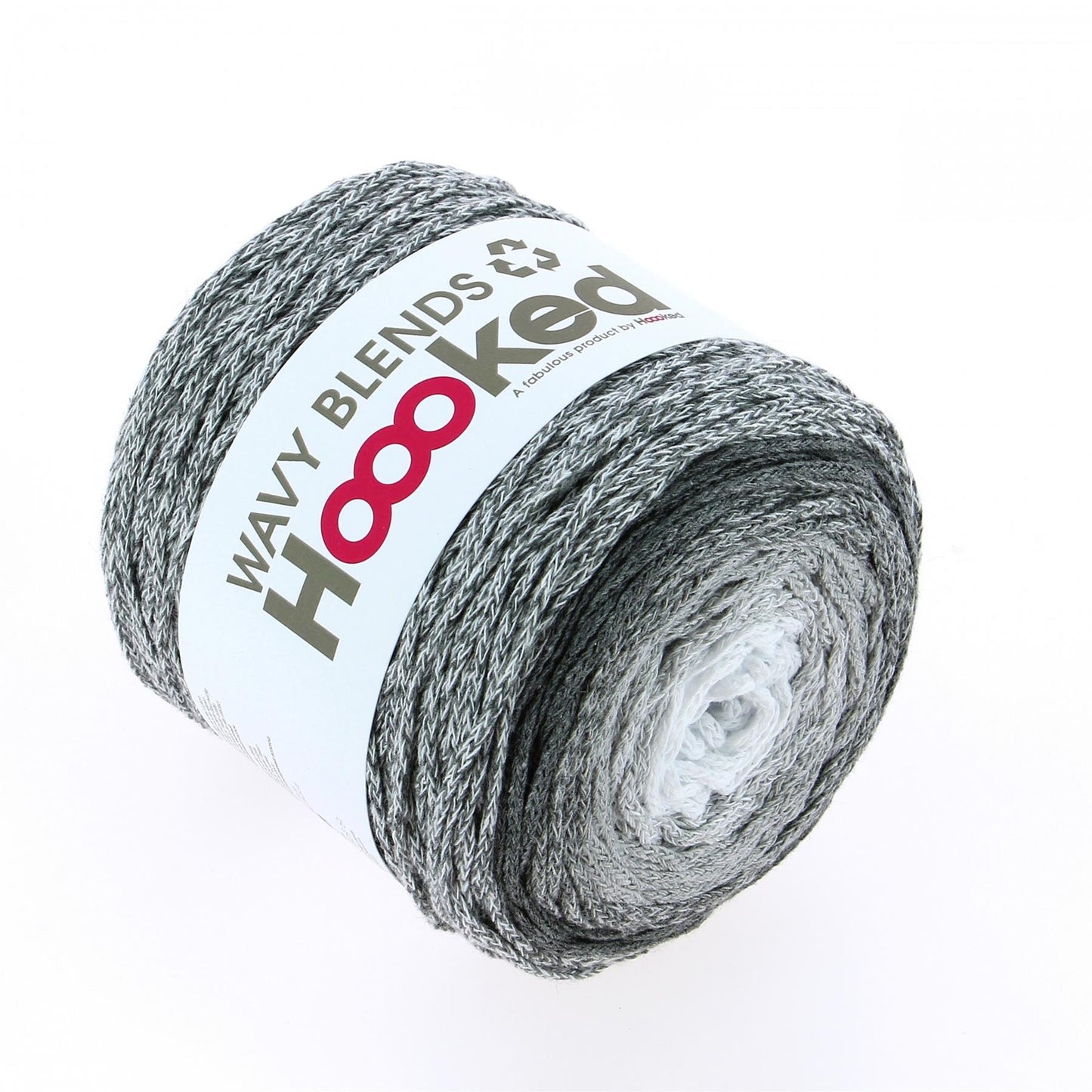 [Hoooked] WB07 Wavy Blends Silver White Recycled Cotton Yarn - 260M, 250g
