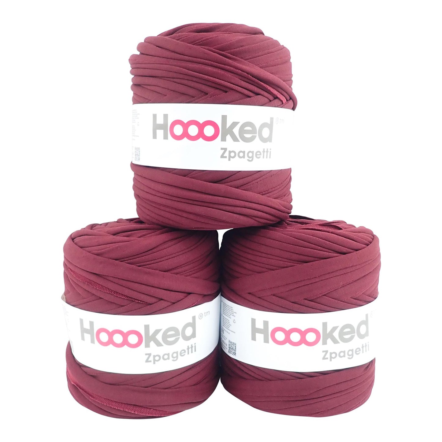 [Hoooked] Zpagetti Burgundy Red Cotton T-Shirt Yarn - 120M, 700g Pack of 3