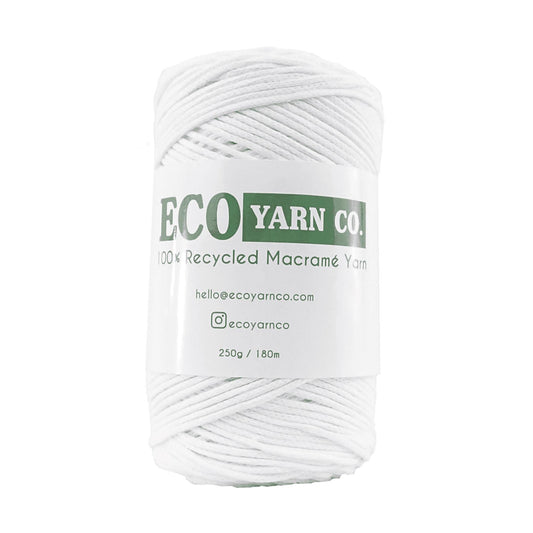 [Eco Yarn Co] White Cotton/Polyester Macrame Yarn - 180M, 250g