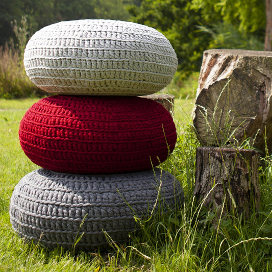 Hoooked Zpagetti Marsala Bordeaux Cotton Pouffe Knit and Crochet Kit