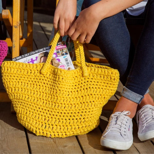 [Hoooked] PAK16835 RibbonXL Lemon Yellow Cotton Avila Beachbag Crochet Kit
