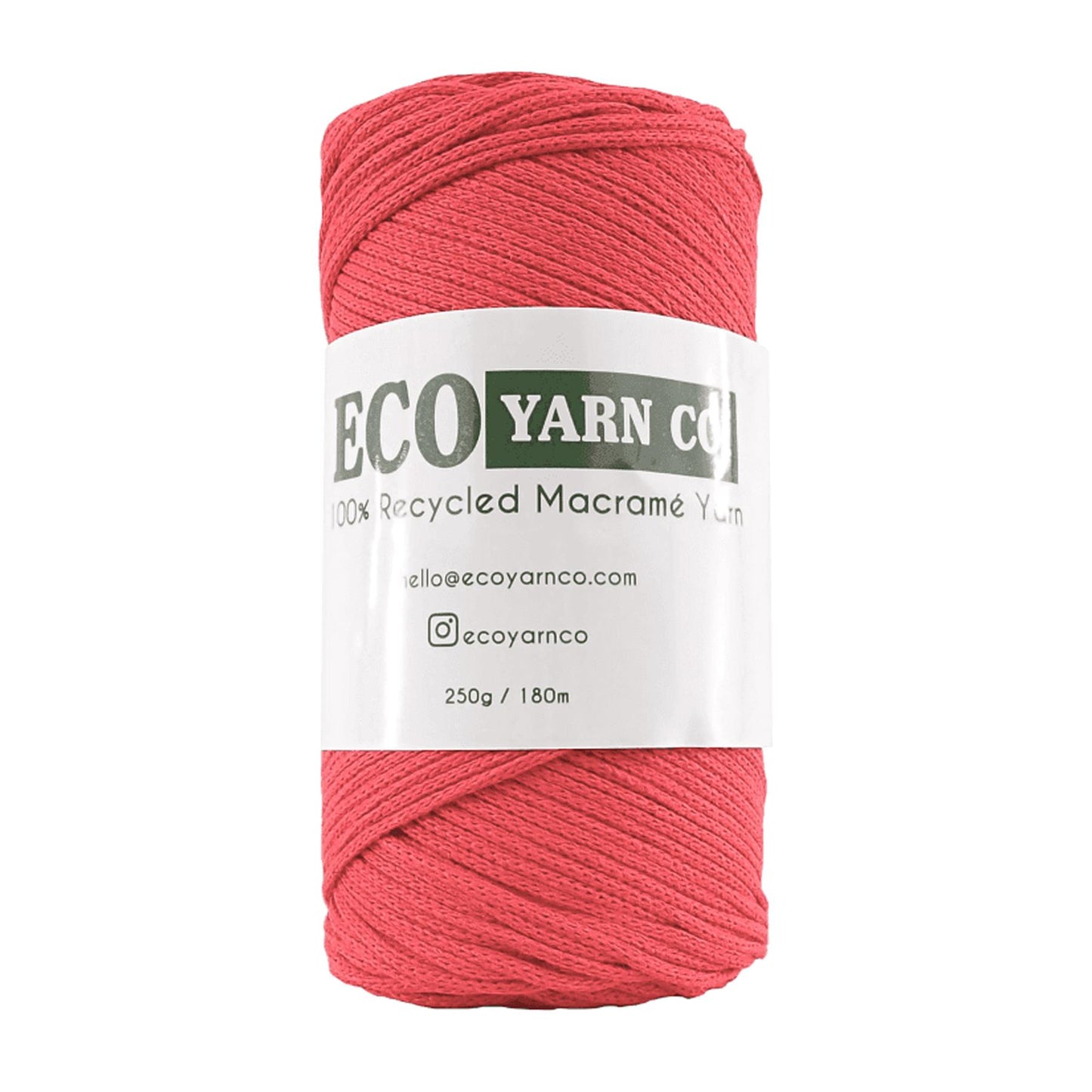 [Eco Yarn Co] Coral Red Cotton/Polyester Macrame Yarn - 180M, 250g