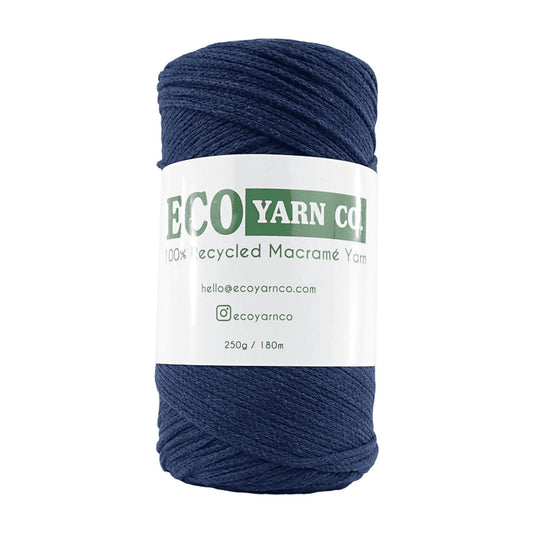[Eco Yarn Co] Navy Blue Cotton/Polyester Macrame Yarn - 180M, 250g