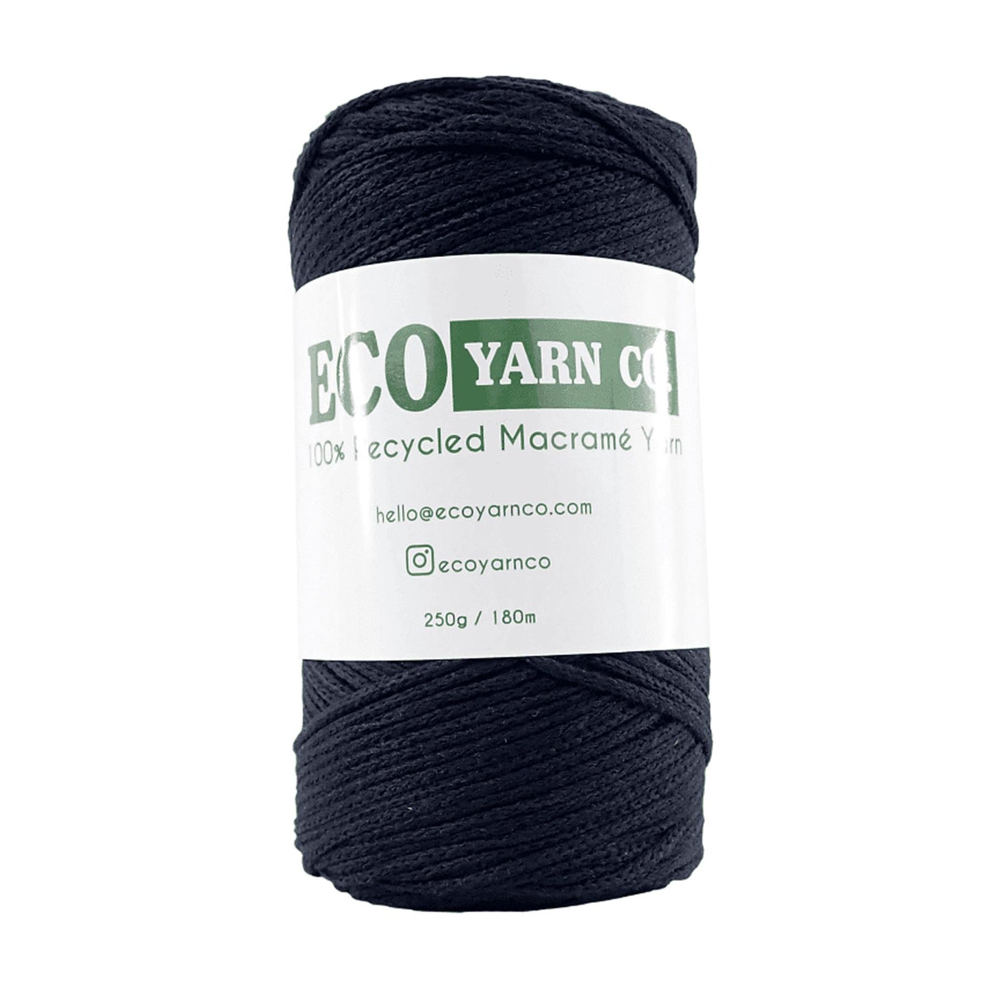 [Eco Yarn Co] Black Cotton/Polyester Macrame Yarn - 180M, 250g