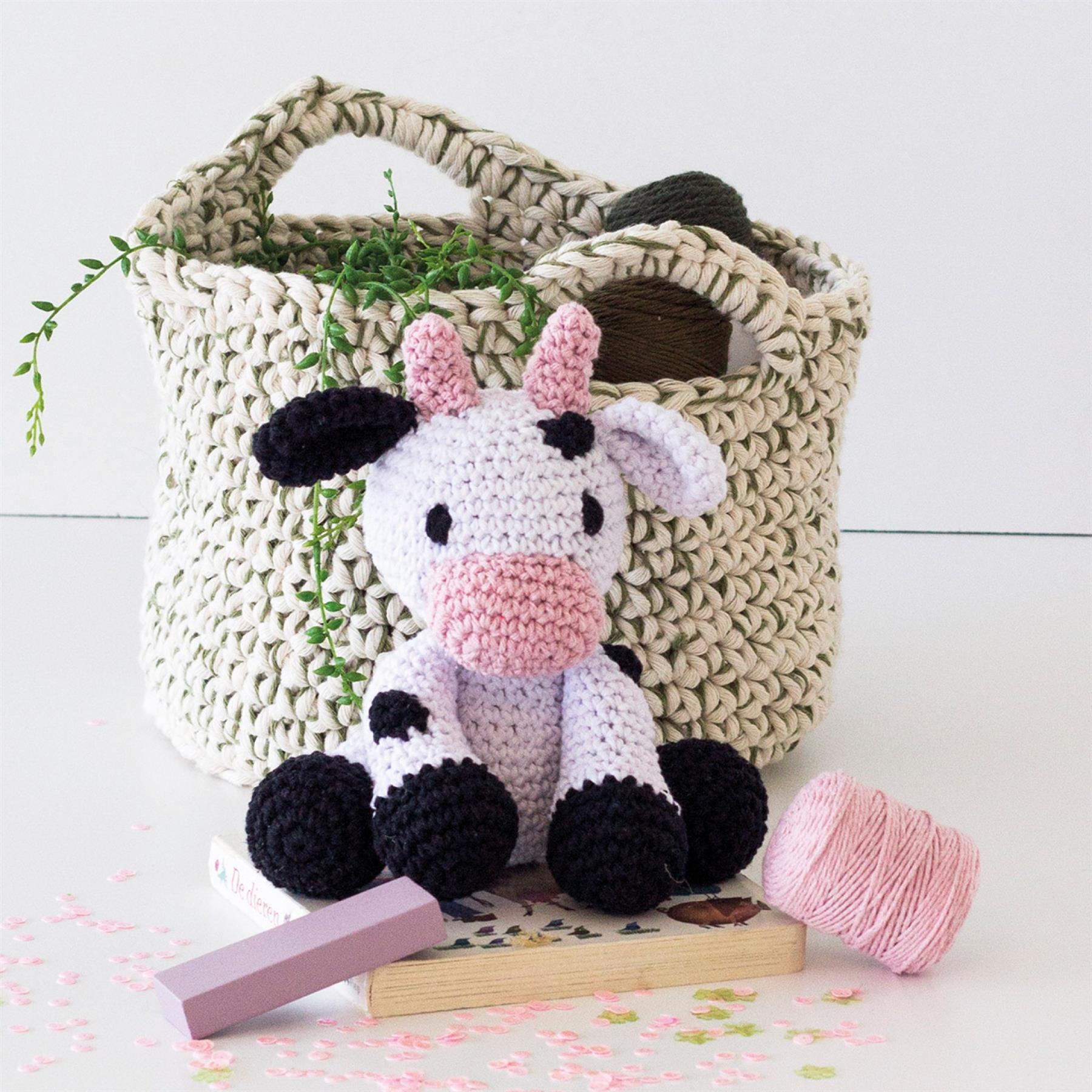 Hoooked Eco Barbante Milano Lotus Cotton Cow Kirby Crochet Amigurumi K ...