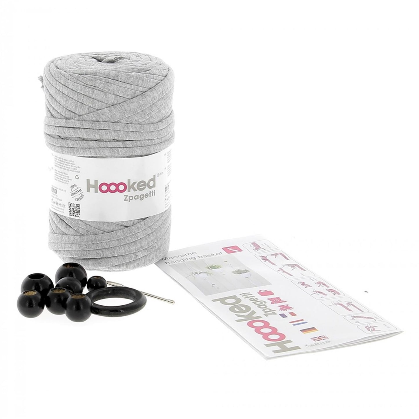 [Hoooked] PAK16212 Zpagetti Grey Cotton Hanging Basket Macrame Kit