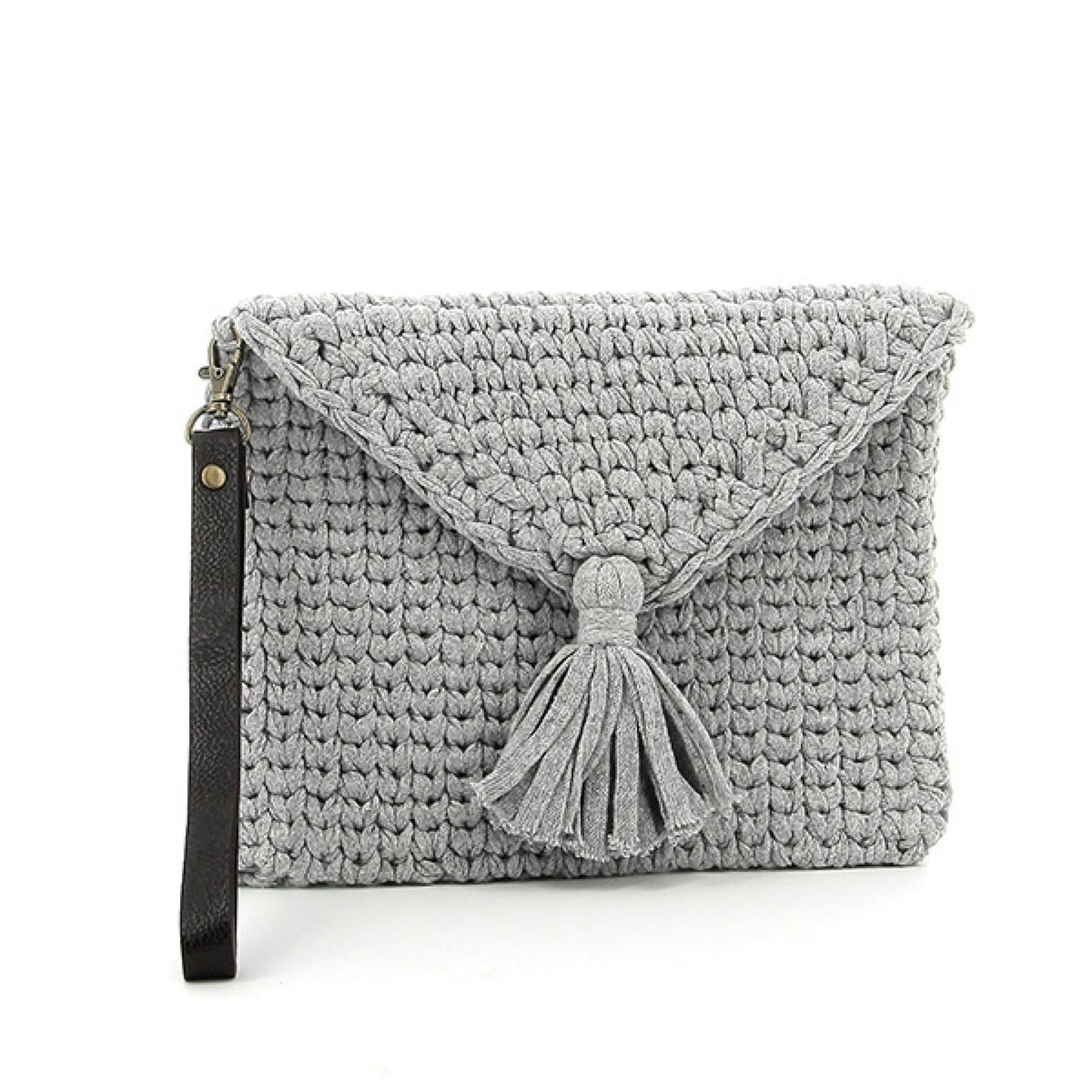 Hoooked RibbonXL Grey Silver Cotton Knit Look Clutch Crochet Kit