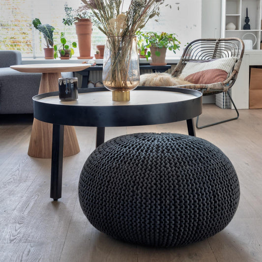 PAK16022 Zpagetti Anthracite Cotton Pouffe Knit and Crochet Kit