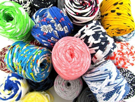 ZP003MIX30 Zpagetti Mixed Prints Cotton T-Shirt Yarn Baby Cones - 20M, 100g Pack of 30