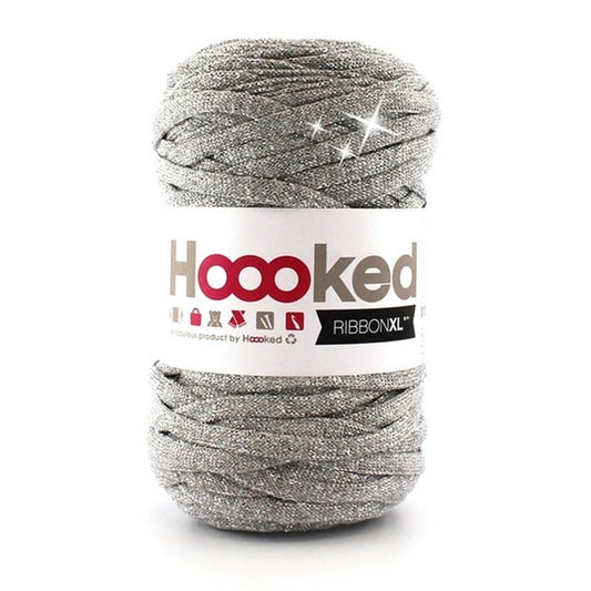 Hoooked RXL Lurex 1 RibbonXL Lurex Glitter Silver Cotton Yarn - 120M 250g